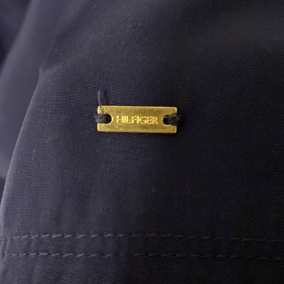 Tommy Hilfiger ruffle front sleeveless top in navy - Picture 4 of 5